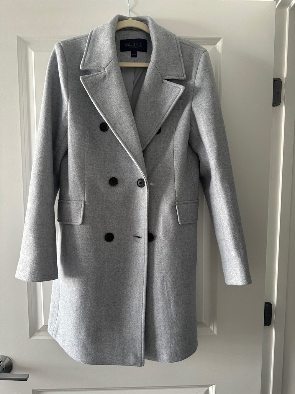 Rachel Zoe Light Gray Double-Breasted Wool Pea Coat